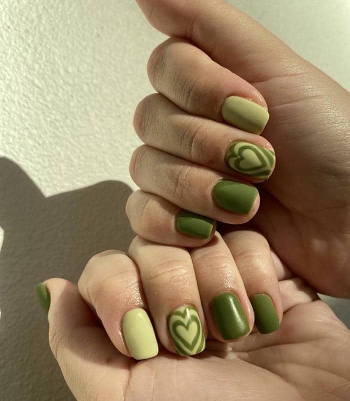 mẫu nail màu xanh bơ