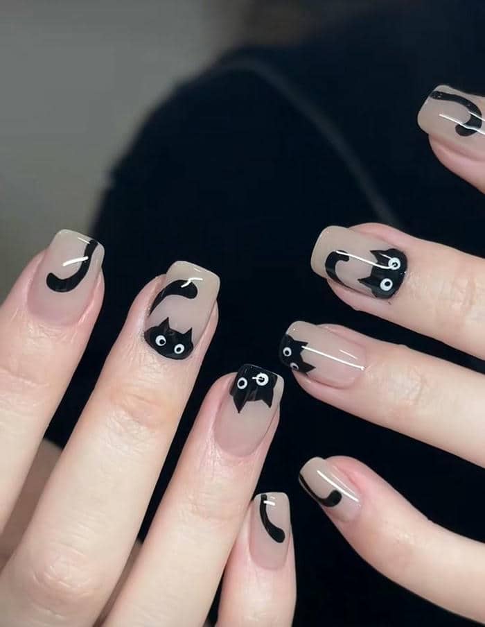 mẫu nail mèo cute