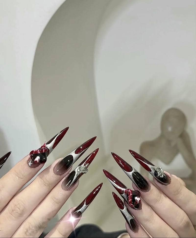 mẫu nail móng nhọn tròn tết