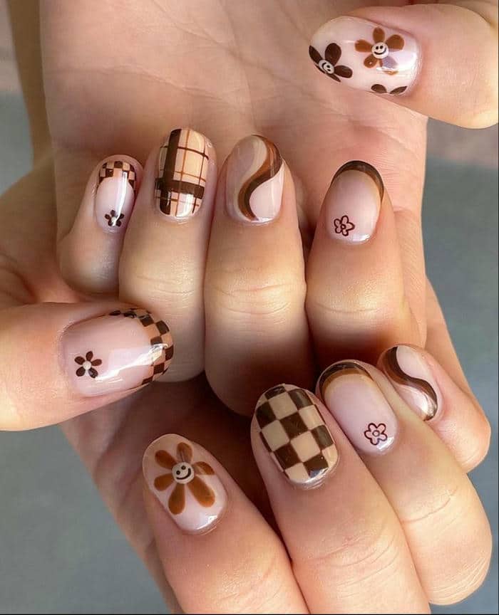 mẫu nail nâu cute