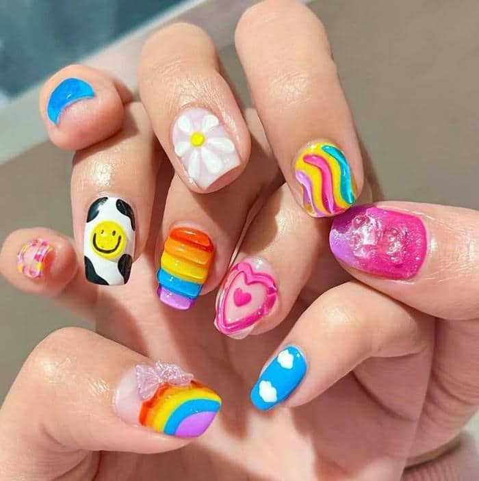 mẫu nail nhiều màu đẹp
