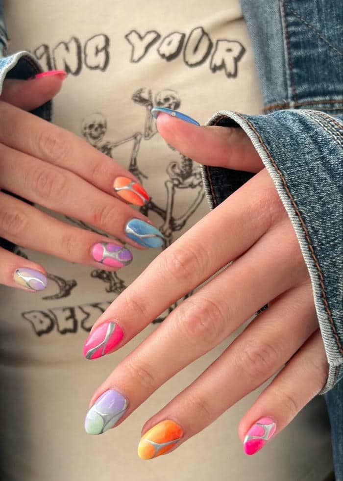 mẫu nail nhiều màu pastel