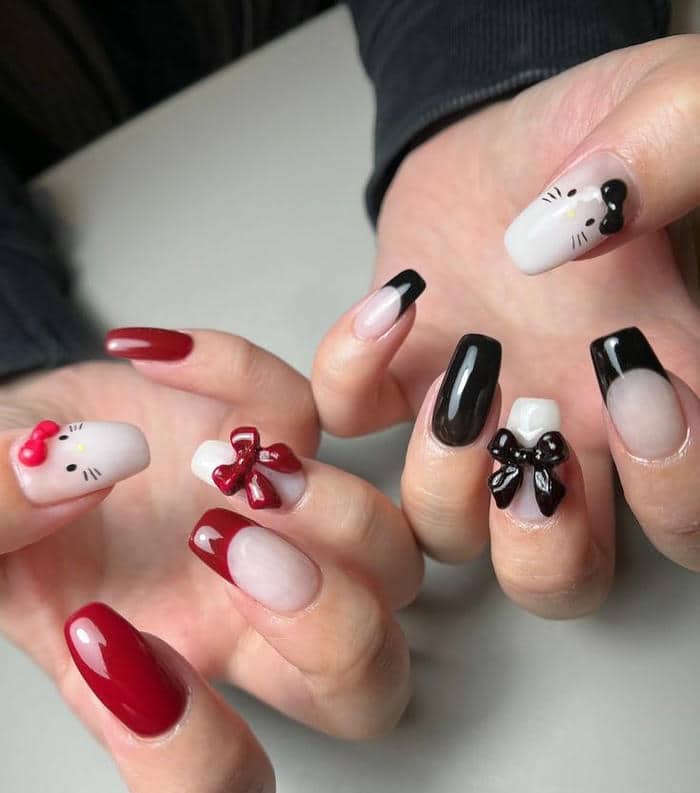 mẫu nail nơ cá tính