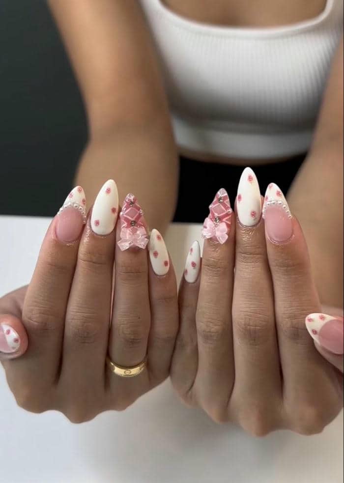 mẫu nail nơ cute