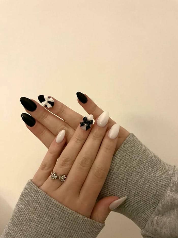 mẫu nail nơ đơn giản, nhẹ nhàng