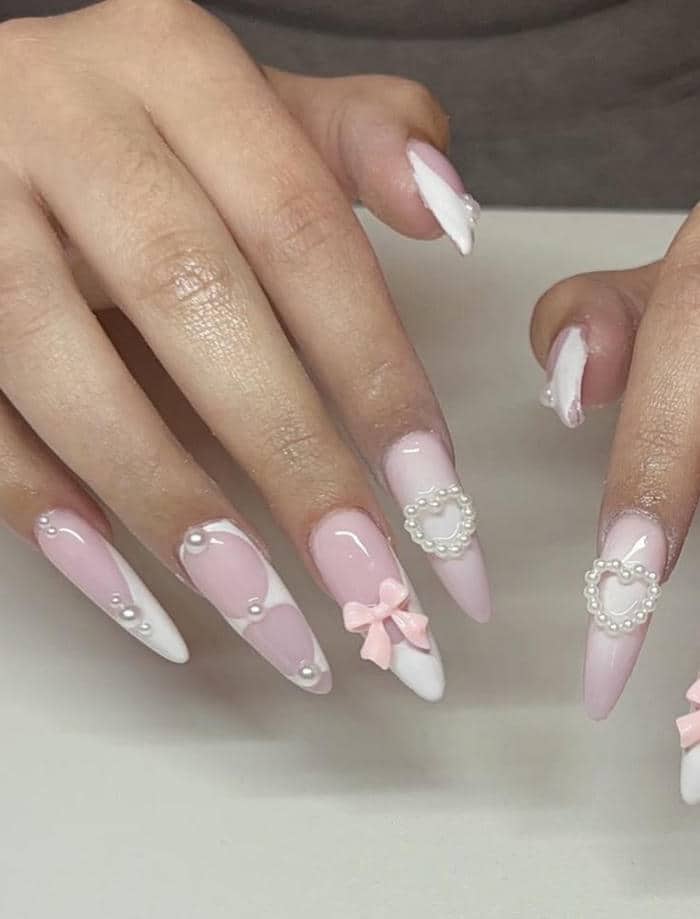 mẫu nail nơ xinh
