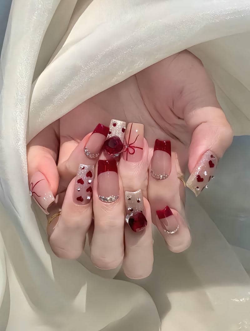 mẫu nail noel đỏ