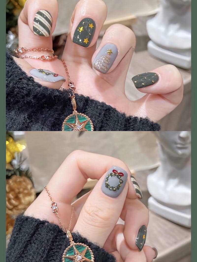 mẫu nail noel đơn giản