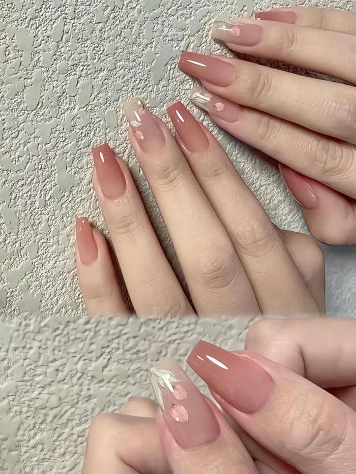 mẫu nail ombre hồng