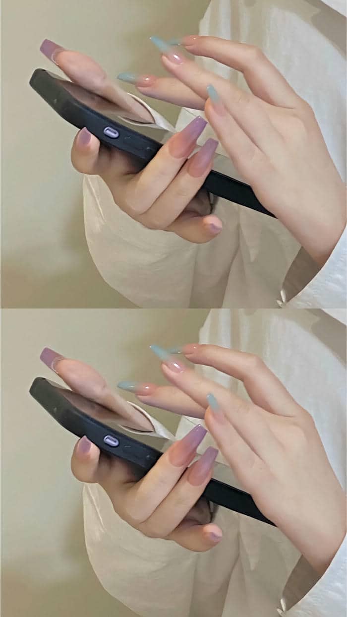 mẫu nail ombre màu tím