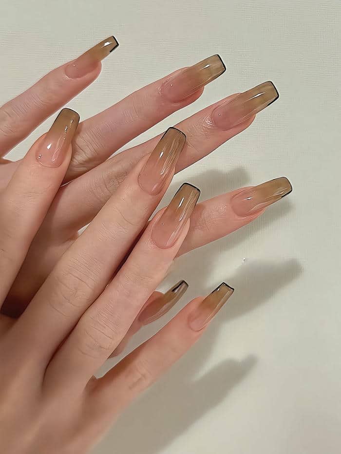 mẫu nail ombre màu xanh