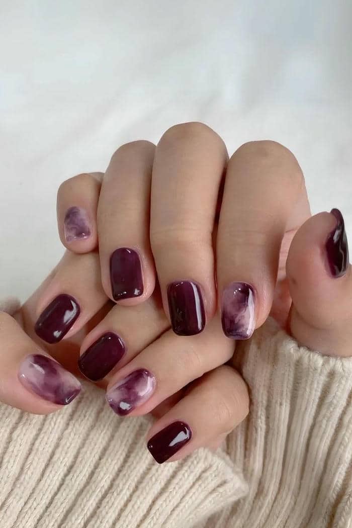 mẫu nail ombre tím