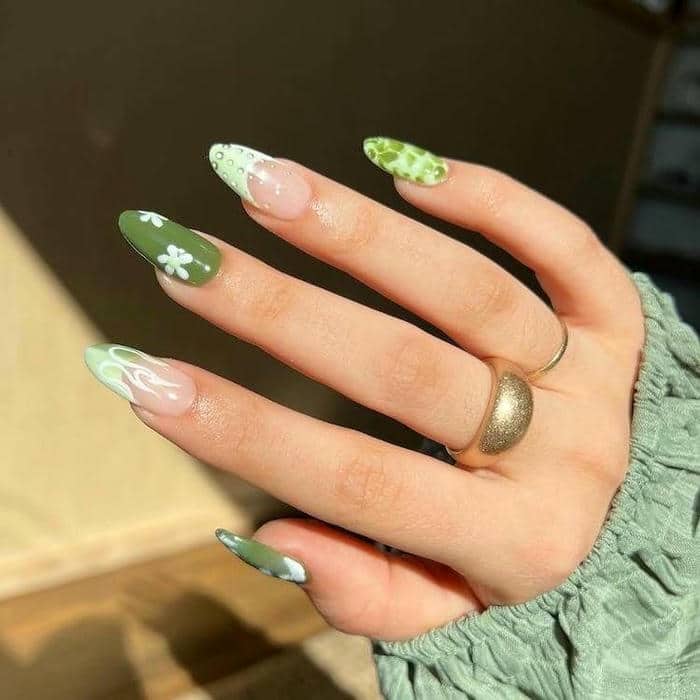 mẫu nail ombre xanh bơ
