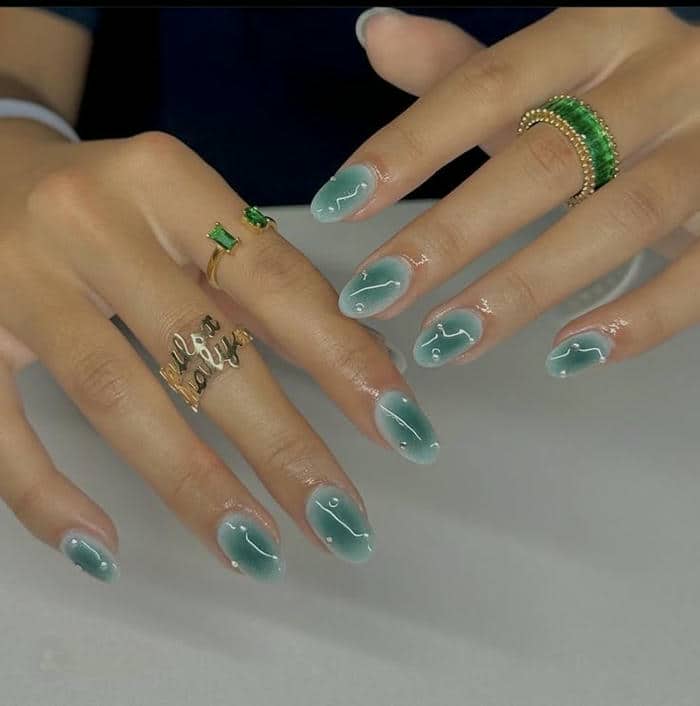 mẫu nail ombre xanh ngọc