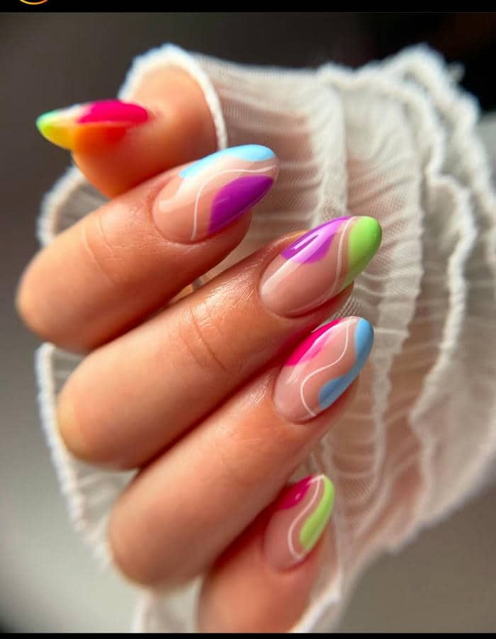 mẫu nail phối nhiều màu