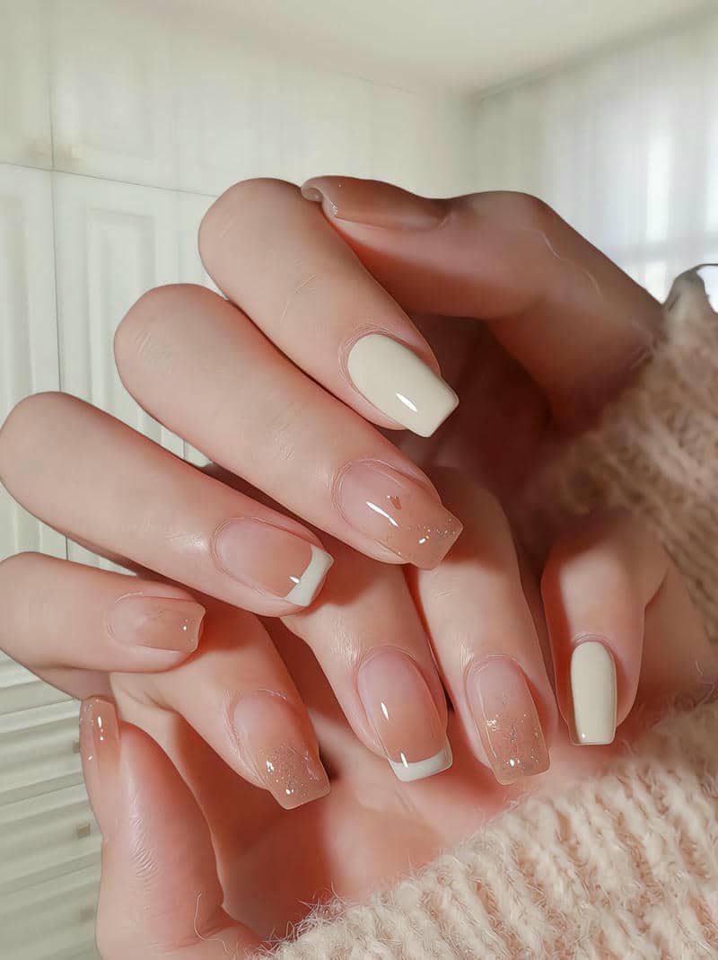 mẫu nail sơn đầu móng trắng