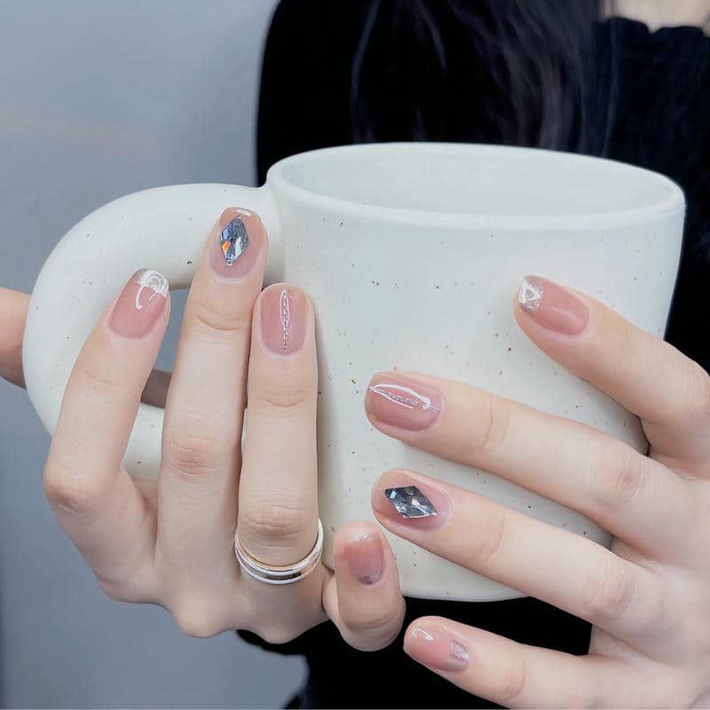 mẫu nail sơn thạch đính đá