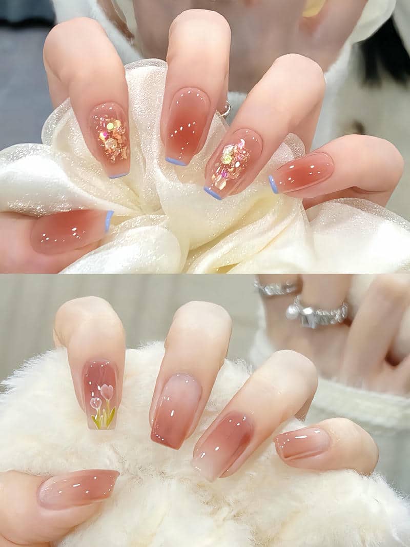 mẫu nail thạch cam