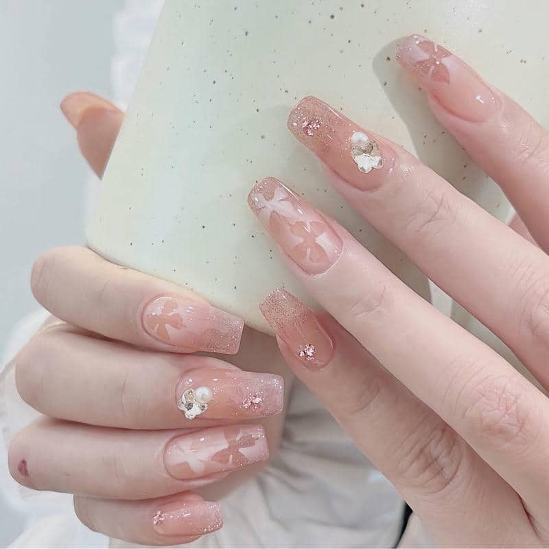 mẫu nail thạch hồng