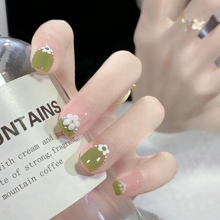 mẫu nail thạch xanh lá