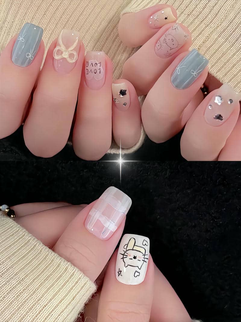 mẫu nail thạch xanh
