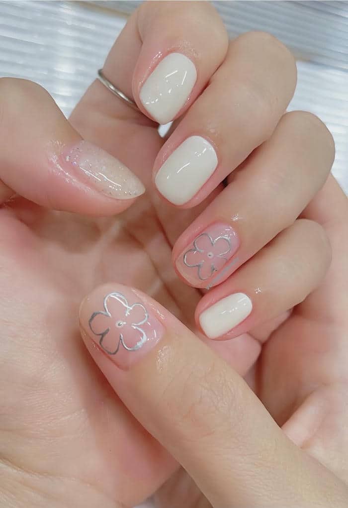 mẫu nail trắng cute