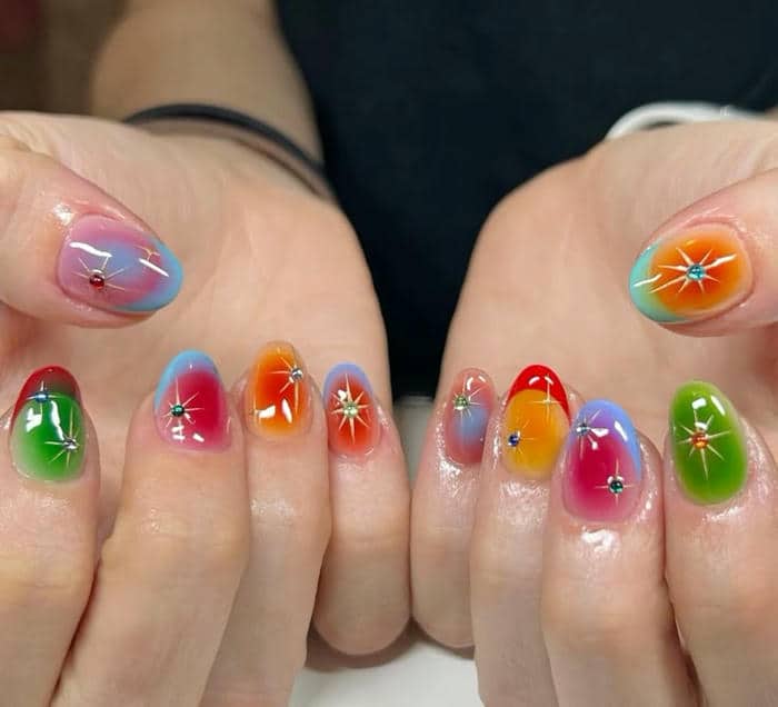 mẫu nail trơn nhiều màu