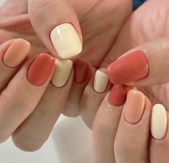 mẫu nail trơn nhiều màu