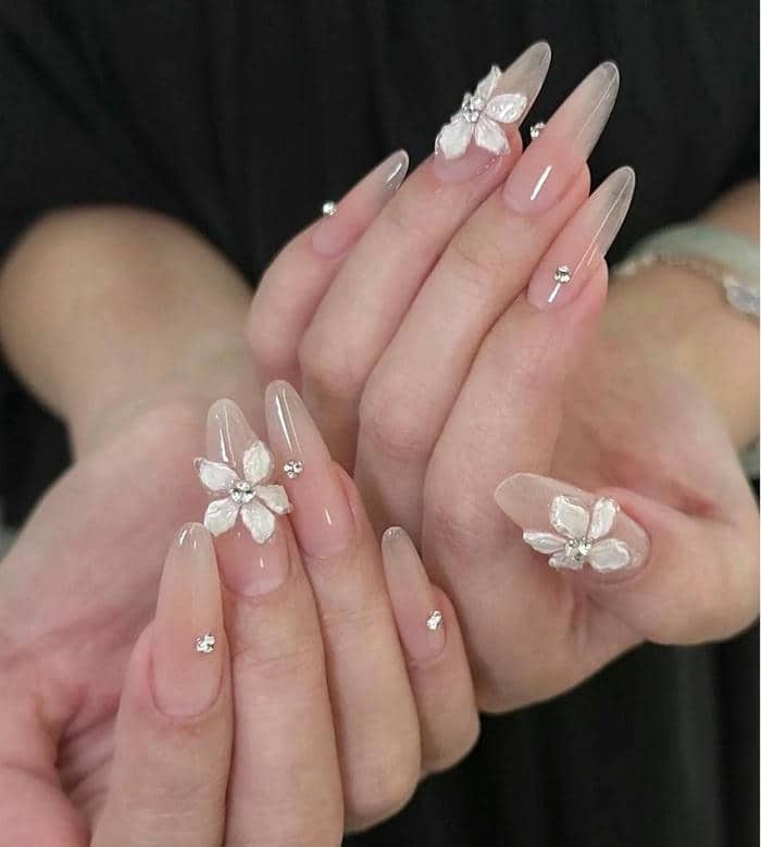 mẫu nail trong suốt cute