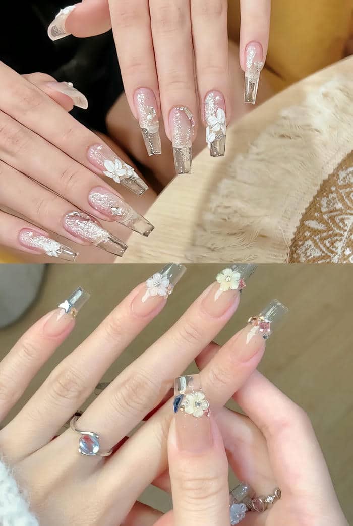 mẫu nail trong suốt