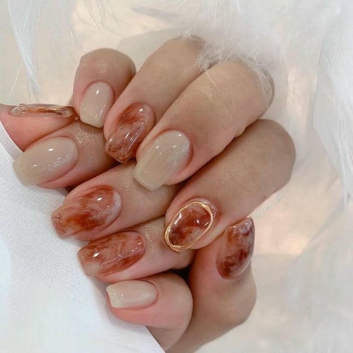 mẫu nail vân đá đơn giản, đẹp