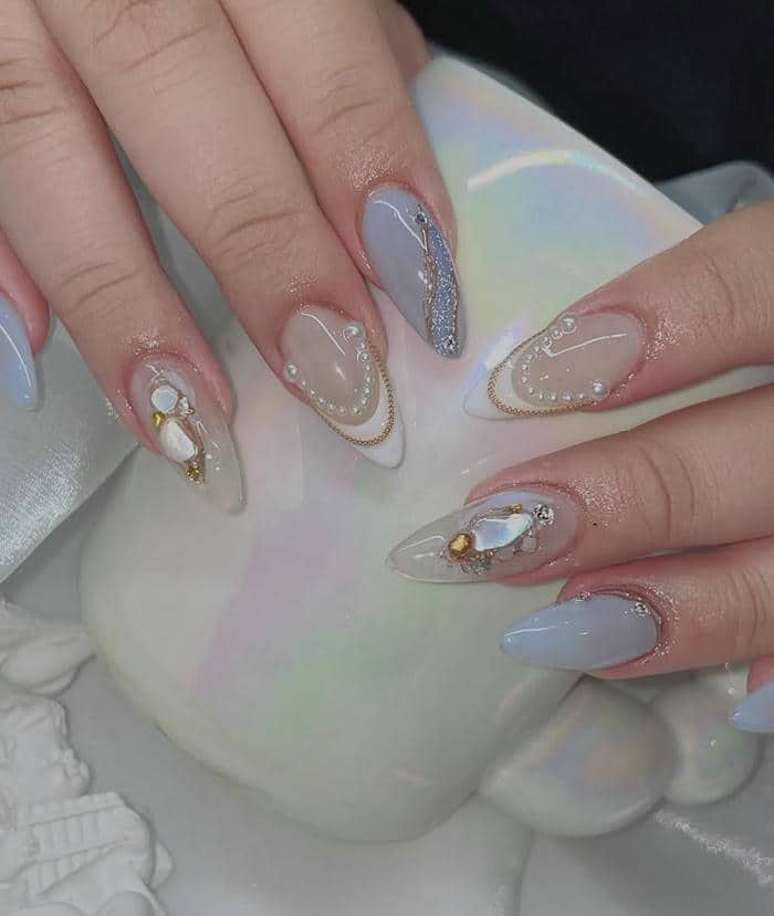 mẫu nail vân đá xà cừ