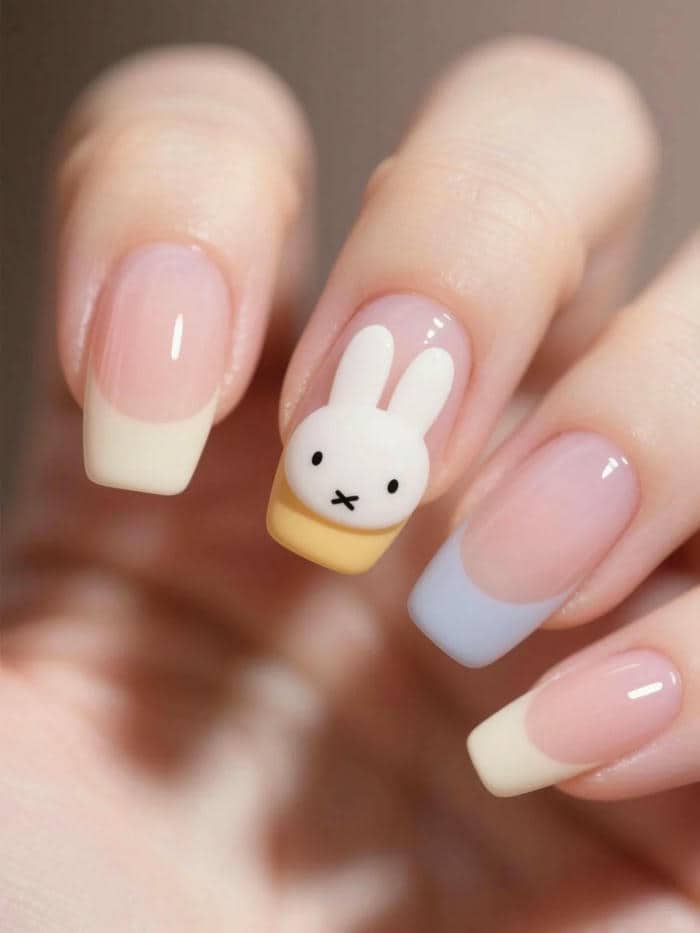 mẫu nail vẽ con thỏ cute