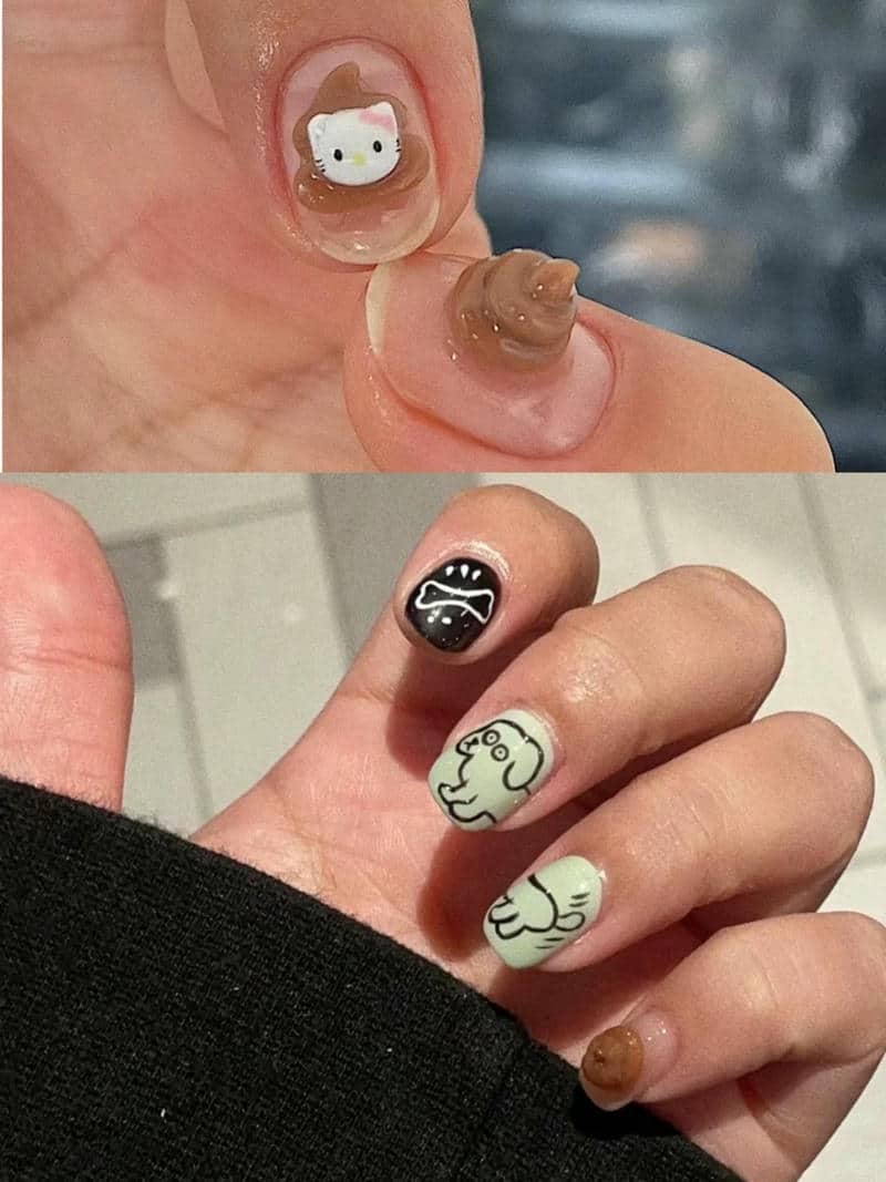 mẫu nail vẽ hài hước, cute