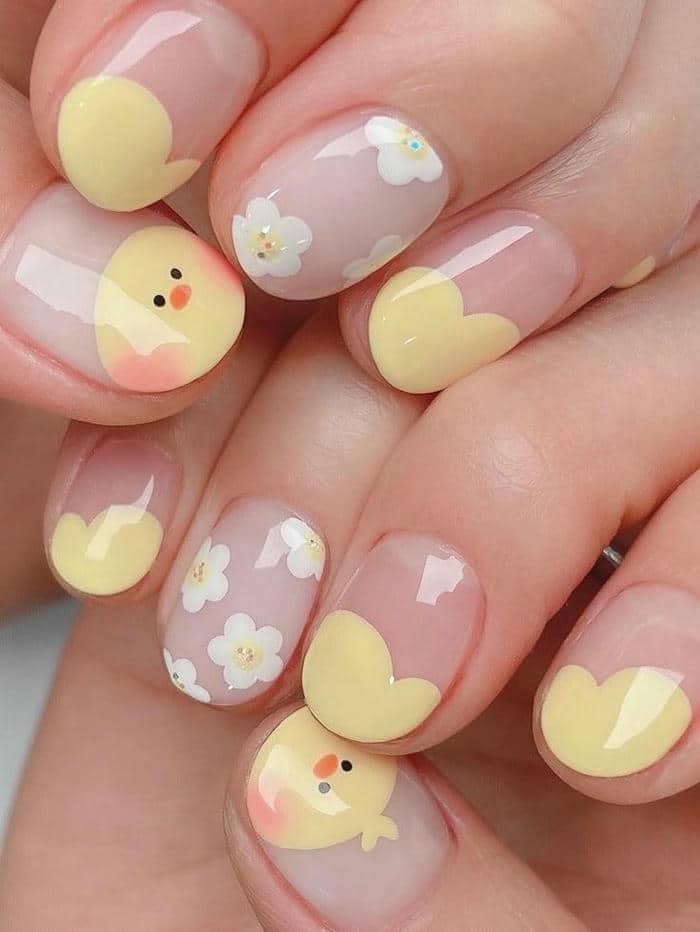 mẫu nail vẽ hoa cute