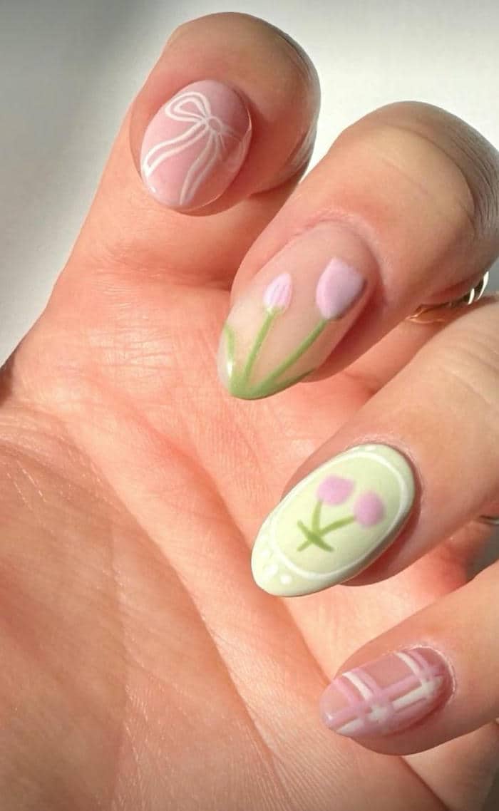 mẫu nail vẽ hoa đẹp