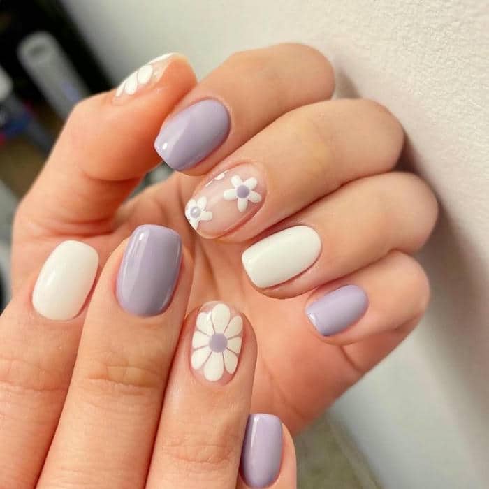 mẫu nail vẽ hoa đơn giản