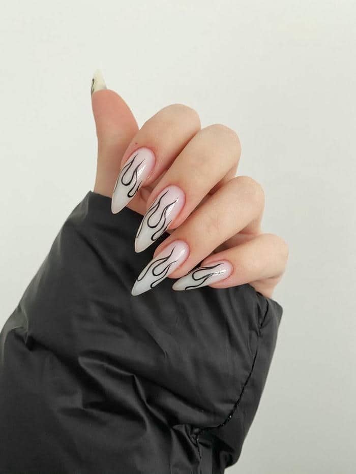 mẫu nail vẽ lửa