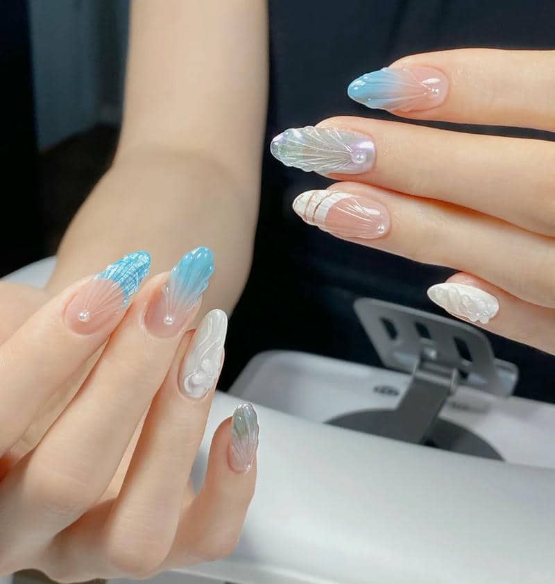 mẫu nail vỏ sò