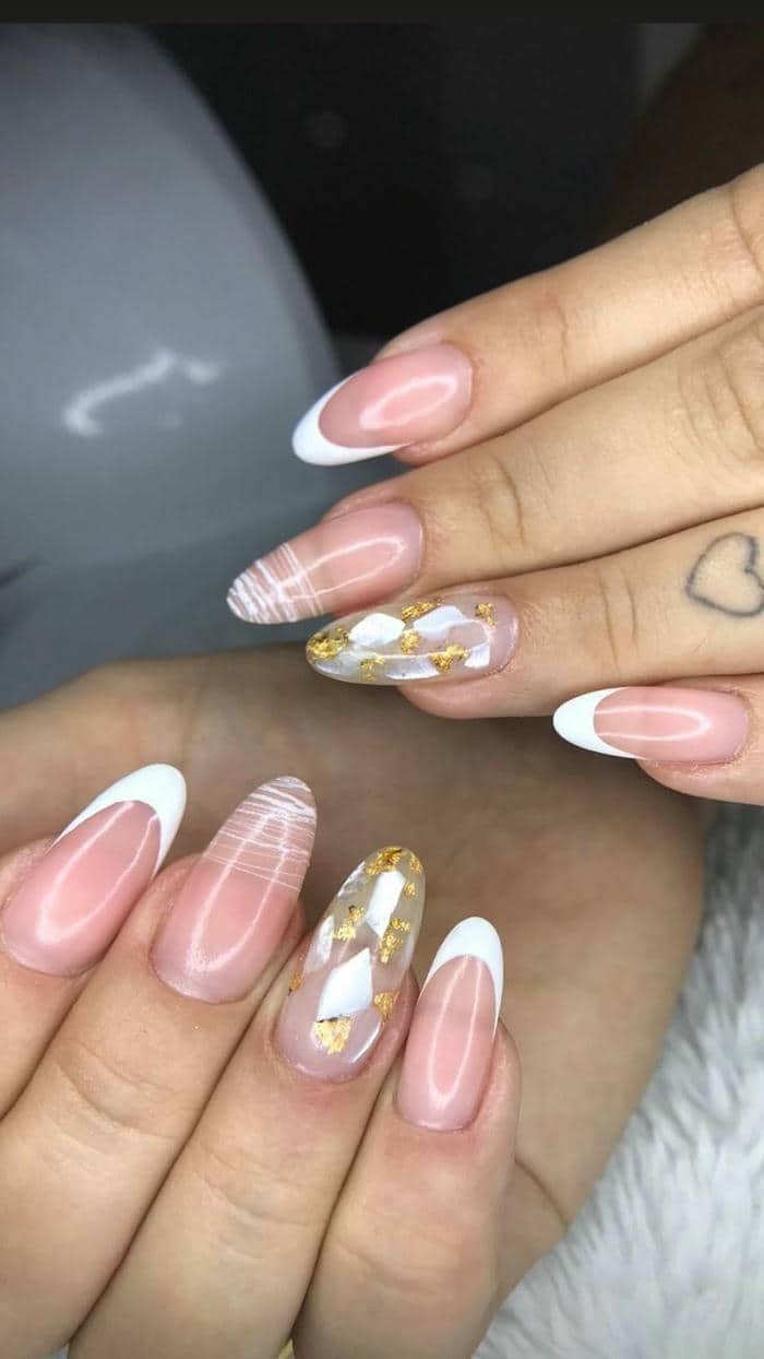 mẫu nail xà cừ trắng