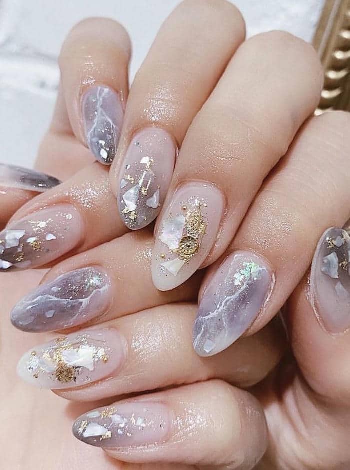 mẫu nail xà cừ xanh