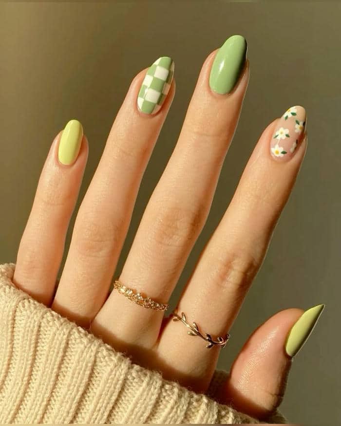 mẫu nail xanh bơ cute