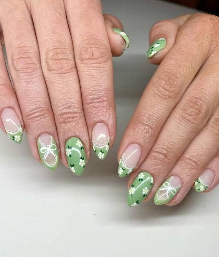 mẫu nail xanh bơ đơn giản cho móng ngắn