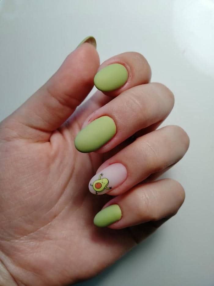 mẫu nail xanh bơ