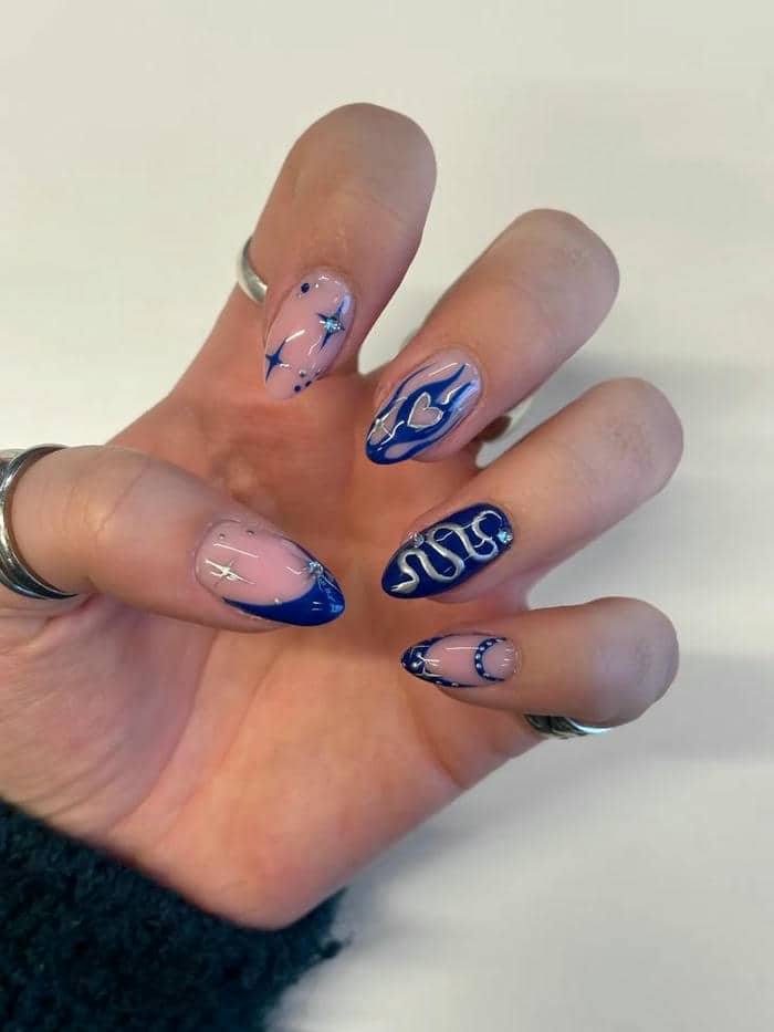 mẫu nail xanh dương cá tính