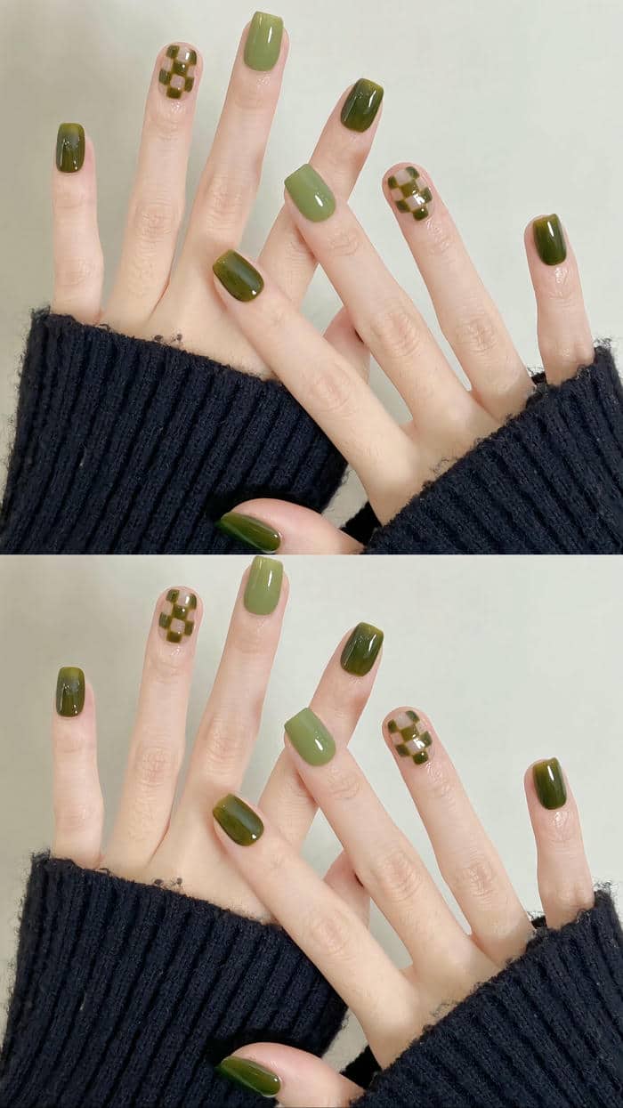 mẫu nail xanh lá