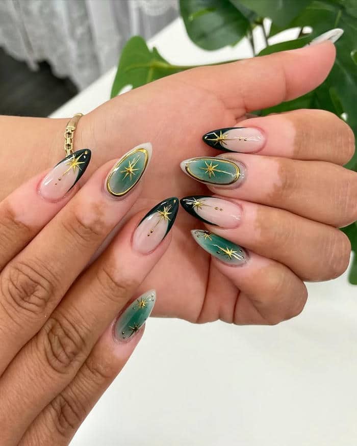 mẫu nail xanh ngọc cá tính