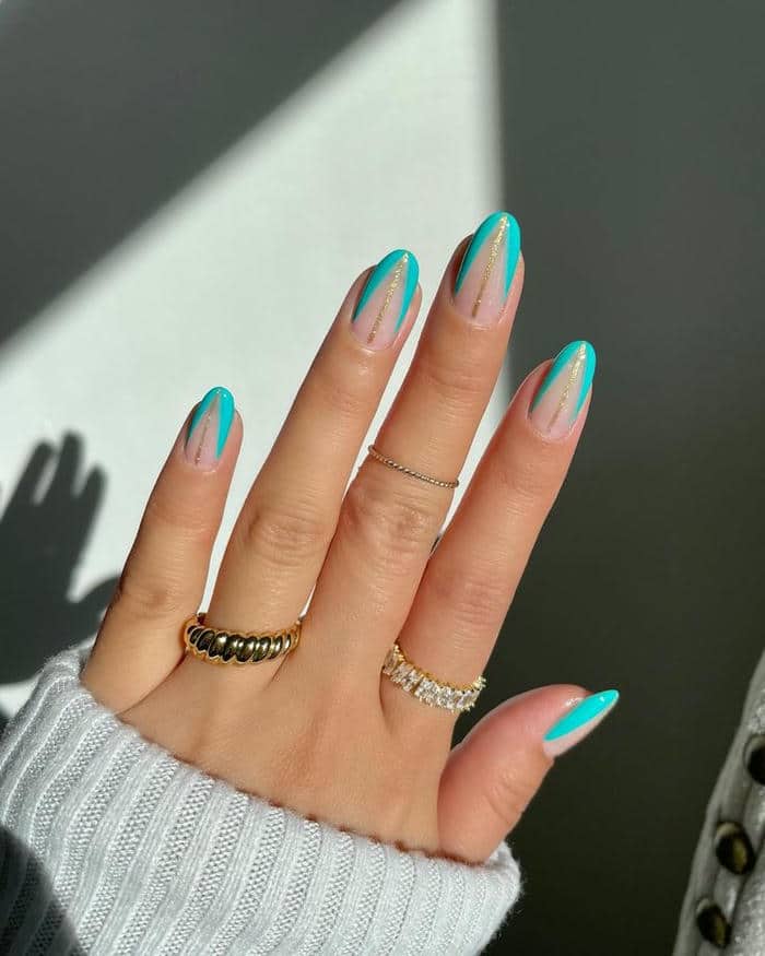 mẫu nail xanh ngọc đẹp