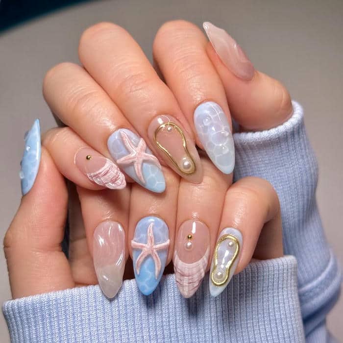 mẫu nail xinh đi biển