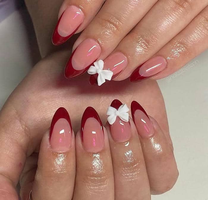 nail charm nơ đơn giản, đẹp